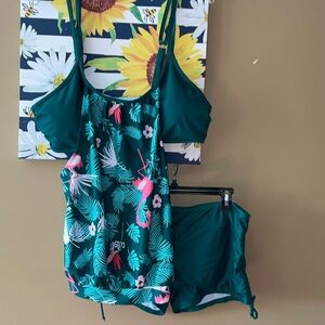 Cute two piece tropical flamingo swimsuit 16w